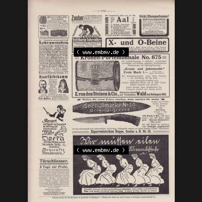 Der wahre Jacob 1908, Satire-Zeitschrift Blatt 563, Seite 5720, Werbeanzeigen in der Jacob Zeitschrift, Zeitschrift vom 18. Februar 1908 Sammlung