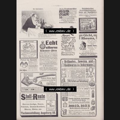 Der wahre Jacob 1908, Satire-Zeitschrift Blatt 565, Seite 5749, Der Zufriedene. - Karikatur und Historische Werbung, politische Satire-Zeitschrift vom 17. März... Sammlung