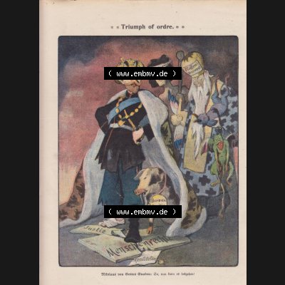 Der wahre Jacob 1908, Satire-Zeitschrift Blatt 563, Seite 5712, Karikatur - Triumph of ordre, Nikolaus von Gottes Gnaden , Go, nun kann es losgehen!, Zeitschrift... Sammlung