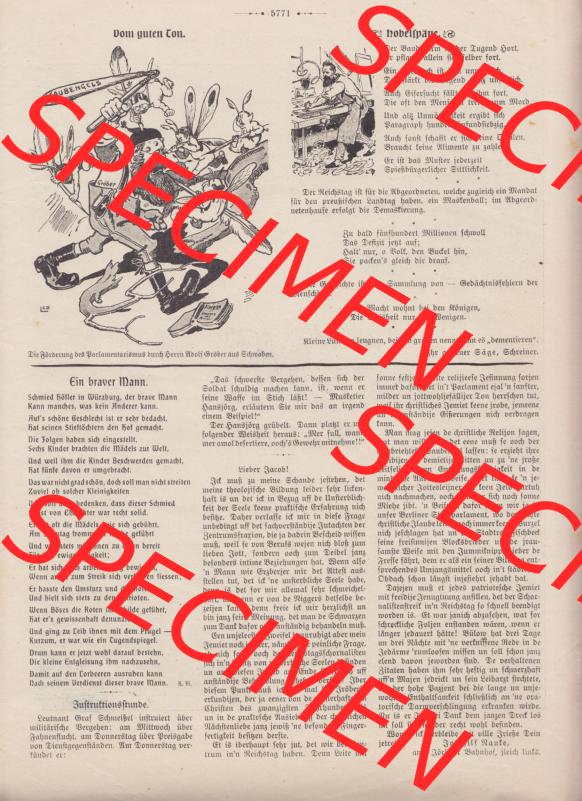 Der wahre Jacob 1908, Satire-Zeitschrift Blatt 567, Seite 5771, Vom guten Ton und Ein Braver Mann, Stuttgart vom 14. April 1908 Sammlung