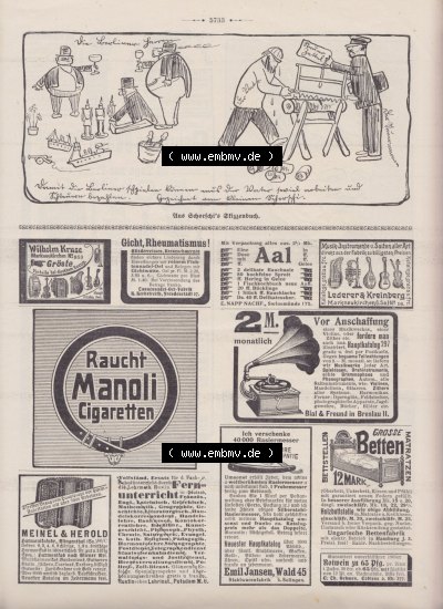 Der wahre Jacob 1908, Satire-Zeitschrift Blatt 564, Seite 5733, Aus Schorschis Skizzenbuch und Werbeanzeigen, Satirische Zeitung... Sammlung