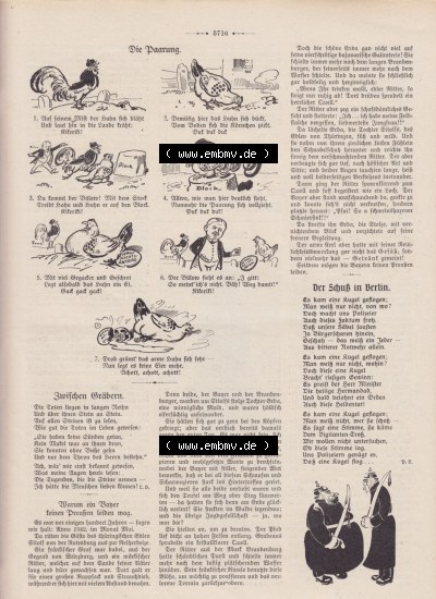 Der wahre Jacob 1908, Satire-Zeitschrift Blatt 563, Seite 5716, Die Paarung, Zwischen Gräbern, Warum ein Bayer keine Preußen... Sammlung