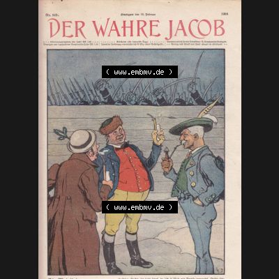 Der wahre Jacob 1908, Satire-Zeitschrift Blatt 563, Seite 5709, Cover - Titelblatt, mit Untertitel Die Mainlinie, Zeitschrift vom 18. Februar 1908 Sammlung