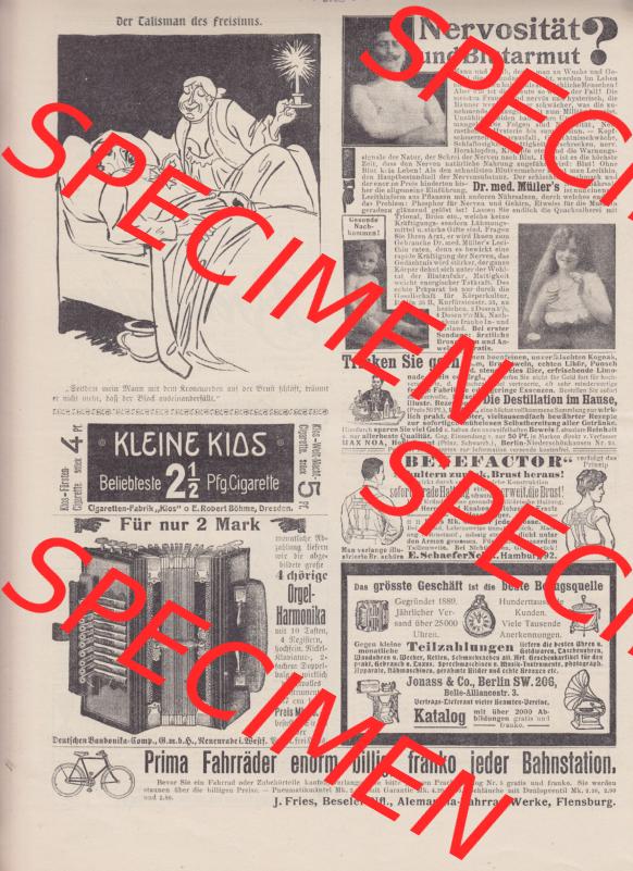 Der wahre Jacob 1908, Satire-Zeitschrift Blatt 568, Seite 5798, Der Talisman des Freisins, Karikatur im Deutschen Reich 1908, vom 28. April 1908 Sammlung