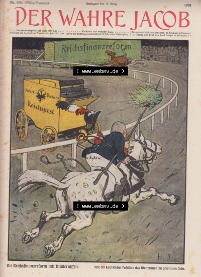 Der wahre Jacob 1908, Satire-Zeitschrift Blatt 565, Seite 5737, Die Reichsfinanz-reform mit Hindernissen. Wie der kaiserliche... Sammlung