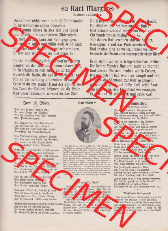 Der wahre Jacob 1908, Satire-Zeitschrift Blatt 565, Seite 5738, Karl Marx, zu seinen 25. Todestag, politische Satire-Zeitschrift vom 17. März 1908 Sammlung