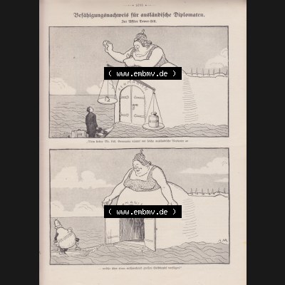 Der wahre Jacob 1908, Satire-Zeitschrift Blatt 568, Seite 5793, Befähigungsnachweis für ausländische Diplomaten, Zur Affäre Tower-Hill, vom 28.... Sammlung