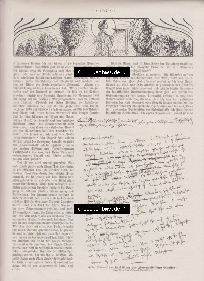 Der wahre Jacob 1908, Satire-Zeitschrift Blatt 565, Seite 5742, Marx-Gedenkblatt, Karl Marx und sein Lebenswerk, politische Satire-Zeitschrift... Sammlung