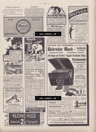 Der wahre Jacob 1908, Satire-Zeitschrift Blatt 566, Seite 5765, Werbeanzeigen beim wahren Jacob 1908, Satire Zeitung vom 31. März... Sammlung