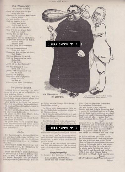 Der wahre Jacob 1908, Satire-Zeitschrift Blatt 564, Seite 5727, Das Narrenschiff,Die Maskierung des Zentrums - Karikatur - Der... Sammlung