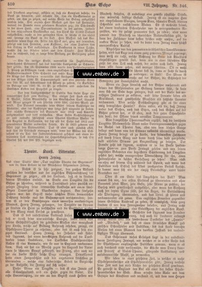 1801-1900, Zeitschrift „Das Echo“ 1889, Nr. 346, Berlin 18. April 1889, Seite 510, Theater, Kunst und Literatur, Digitales... Sammlung