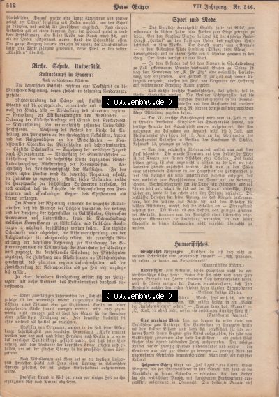 1801-1900, Zeitschrift „Das Echo“ 1889, Nr. 346, Berlin 18. April 1889, Seite 512, Kirche, Schule und Universität, Digitales... Sammlung