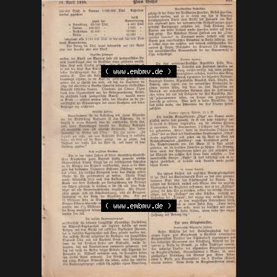 1801-1900, Zeitschrift „Das Echo“ 1889, Nr. 346, Berlin 18. April 1889, Seite 493, Englische Zeitungen, Nach englischen Berichten,... Sammlung
