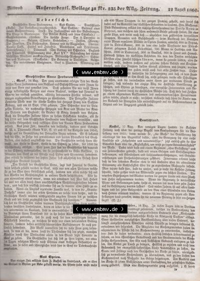 Allgemeine Zeitung 1860 Sammlung