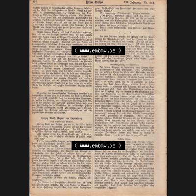 1801-1900, Zeitschrift „Das Echo“ 1889, Nr. 346, Berlin 18. April 1889, Seite 496, Herzog Adolf, Regent von Lauremburg,... Sammlung