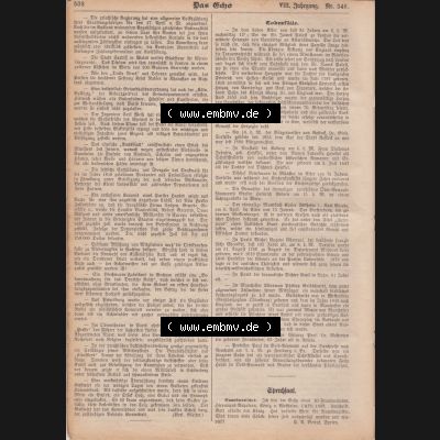 1801-1900, Zeitschrift „Das Echo“ 1889, Nr. 346, Berlin 18. April 1889, Seite 502, Todesfälle Sprechsaal, Digitales Bild... Sammlung