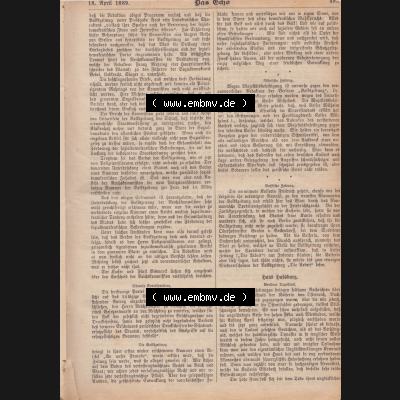 1801-1900, Zeitschrift „Das Echo“ 1889, Nr. 346, Berlin 18. April 1889, Seite 495, Die Volkszeitung, Digitales Bild der Zeitung... Sammlung