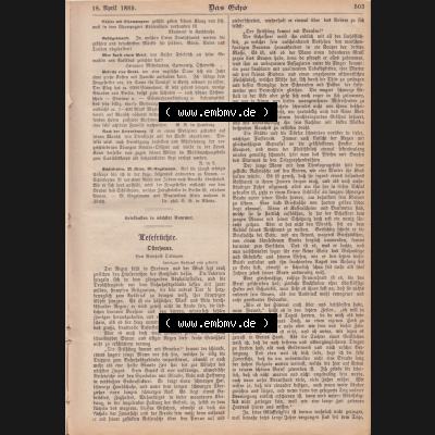 1801-1900, Zeitschrift „Das Echo“ 1889, Nr. 346, Berlin 18. April 1889, Seite 503, Bon Reinhold Ortmann, Digitales Bild der... Sammlung