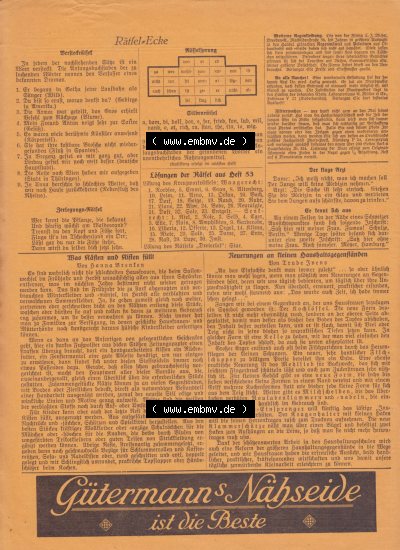 Weimarer Republik „Illustrierte Roman-Welt“ 1931, Heft 54, 4. Jahrgang, Rätsel-Ecke, Hier die 2. Seite der Deutschen Zeitschrift... Sammlung