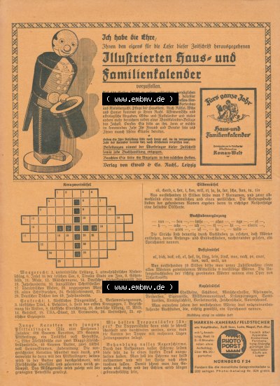 Weimarer Republik „Illustrierte Roman-Welt“ 1931, Heft 56, 4. Jahrgang, Werbung und Kreuzworträtzel vom Jahr ~1931 , Hier... Sammlung
