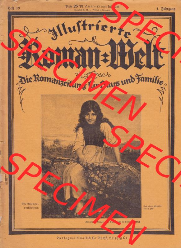 Weimarer Republik „Illustrierte Roman-Welt“ 1931, Heft 39, 4. Jahrgang Die Blumen-Verkäuferin, Zum Herunterladen steht das Cover / Titelblatt... Sammlung