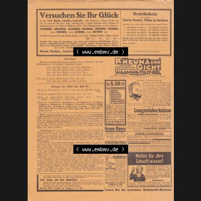 Weimarer Republik „Illustrierte Roman-Welt“ 1931, Heft 39, 4. Jahrgang Versuchen Sie ihr Glück, Sächsische Landes-Lotterie - Werbeanzeige,... Sammlung