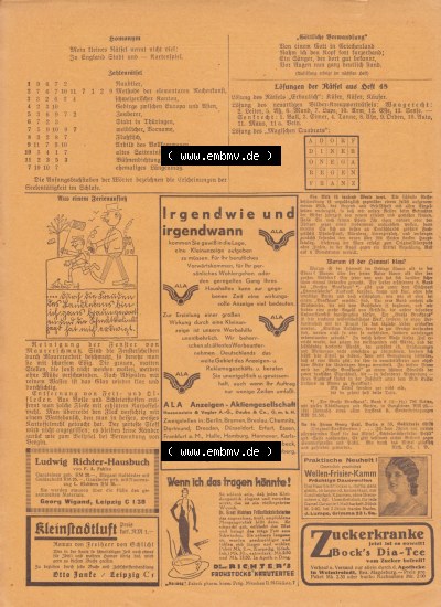 Weimarer Republik „Illustrierte Roman-Welt“ 1931, Heft 49, 4. Jahrgang, Die Romanzeitung für Haus und Familie, Singe wenn... Sammlung