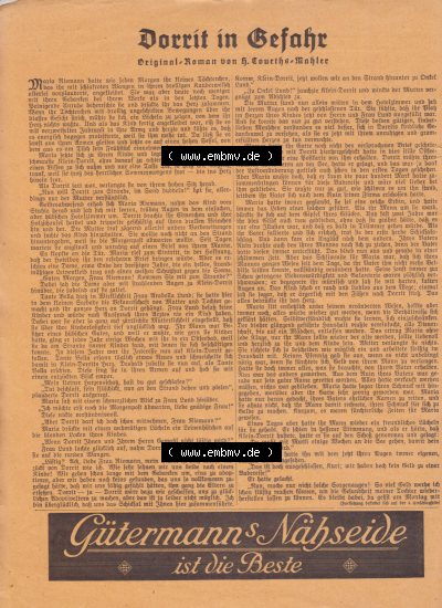 Weimarer Republik „Illustrierte Roman-Welt“ 1931, Heft 59, 4. Jahrgang, Dorris in Gefahr, Hier die 2. Seite der Deutschen... Sammlung
