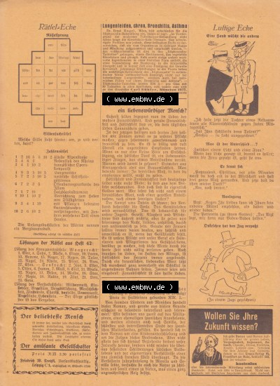 Weimarer Republik „Illustrierte Roman-Welt“ 1931, Heft 43, 4. Jahrgang, Rätsel-Ecke der Dreißiger Jahre, von 1931 in der... Sammlung