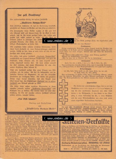 Weimarer Republik „Illustrierte Roman-Welt“ 1931, Heft 51, 4. Jahrgang Zur gefl. Beachtung, Illiustrierte Roman-Welt, Hier... Sammlung