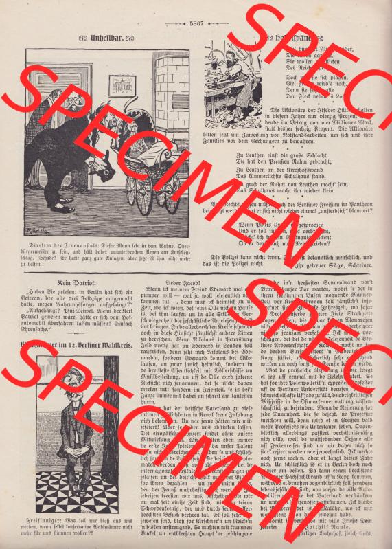 Der wahre Jacob Satire 1908, Satire im Heft 573, Seite 5867, Unheilbar, Hobelspäne im deutschen Kaiserreich. Hier befindet sich eine von 12 Seiten der Satire-Zeitschrift... Sammlung