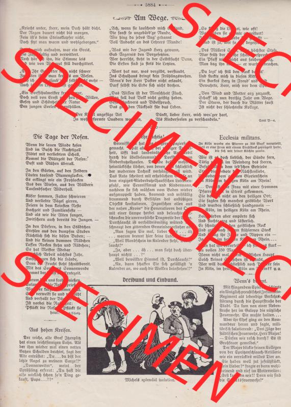 Der wahre Jacob Satire 1908, Heft 574, Satire Seite 5884, Um Wege. Zum Thema Deutsches Kaiserreich nach 20 Jahren Regierung. Hier befindet sich eine von 12 Seiten der Satire-Zeitschrift... Sammlung