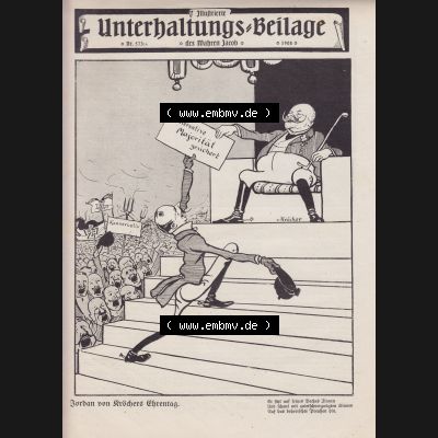 Der wahre Jacob Satire 1908, Satire im Heft 573, Seite 5869, Unterhaltungs-Beilage Nr. 573. Hier befindet sich eine von 12 Seiten der Satire-Zeitschrift „Der wahre... Sammlung