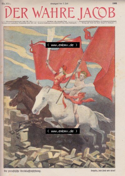 Satire im Heft 573, Seite 5865, Die preußische Dreiklassen-Festung, Satire-Zeitschrift „Der wahre Jacob“ im online Katalog... Sammlung
