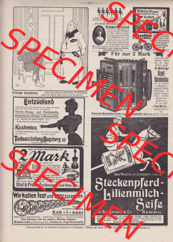 Der wahre Jacob Satire 1908, Heft 569, Seite 5816, Erbliche Belastung. Hier befindet sich eine von 16 Seiten der Satire-Zeitschrift Der Wahre Jacob im online Katalog und online... Sammlung