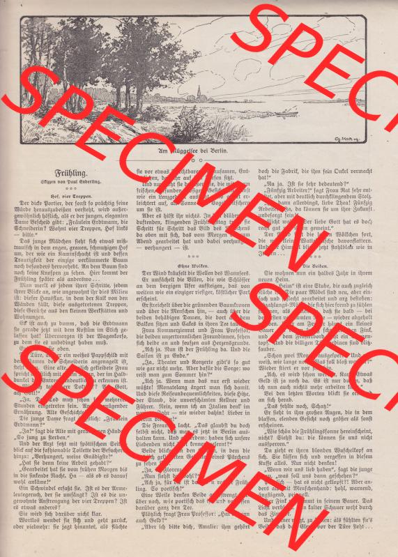 Der wahre Jacob Satire 1908, Heft 569, Seite 5807, Am Müggelsee bei Berlin. Hier befindet sich eine von 16 Seiten der Satire-Zeitschrift Der Wahre Jacob im online Katalog... Sammlung
