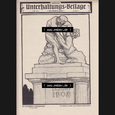 Der wahre Jacob Satire 1908, Heft 572, Seite 5853, Unterhaltungs-Beilage, Die Preußische Landtagswahl. Hier befindet sich eine von 16 Seiten der Satire-Zeitschrift... Sammlung