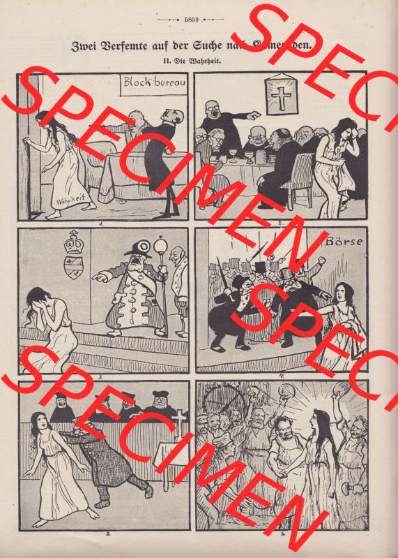 Der wahre Jacob Satire 1908, Heft 572, Seite 5859, Zwei auf der suche nach Kameraden. Hier befindet sich eine von 16 Seiten der Satire-Zeitschrift Der Wahre Jacob 1908 Nr.... Sammlung