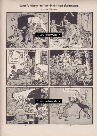 Heft 572, Seite 5858, Zwei auf der suche nach Kameraden, Der Wahre Jacob 1908 Nr. 572 Sammlung
