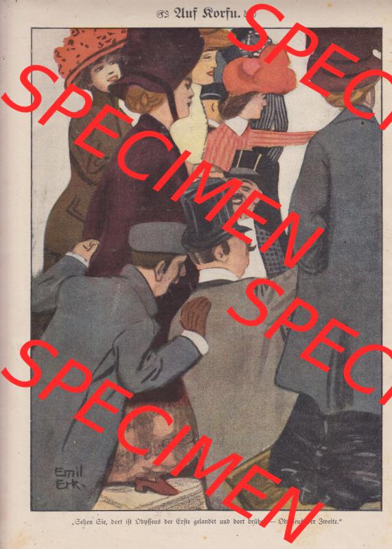 Der wahre Jacob Satire 1908, Heft 569, Seite 5804, Auf Kursu. Hier befindet sich eine von 16 Seiten der Satire-Zeitschrift Der Wahre Jacob im online Katalog und online Datenbank... Sammlung