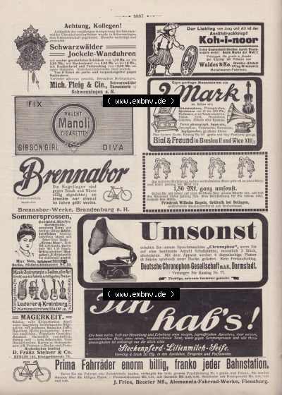 Heft 574, Satire Seite 5887, Achtung Kollege, und Werbung im Jacob, Deutsches Kaiserreich nach 20 Jahren Regierung, Der Wahre... Sammlung