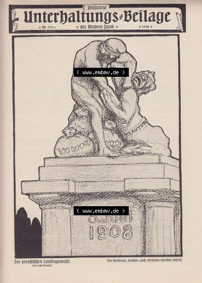 Heft 572, Seite 5853, Unterhaltungs-Beilage, Die Preußische Landtagswahl, Der Wahre Jacob 1908 Nr. 572 Sammlung