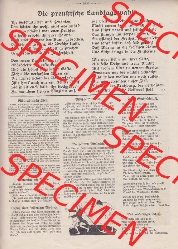 Der wahre Jacob Satire 1908, Heft 572, Seite 5850, Die preußische Landtagswahl. Hier befindet sich eine von 16 Seiten der Satire-Zeitschrift Der Wahre Jacob 1908 Nr.... Sammlung
