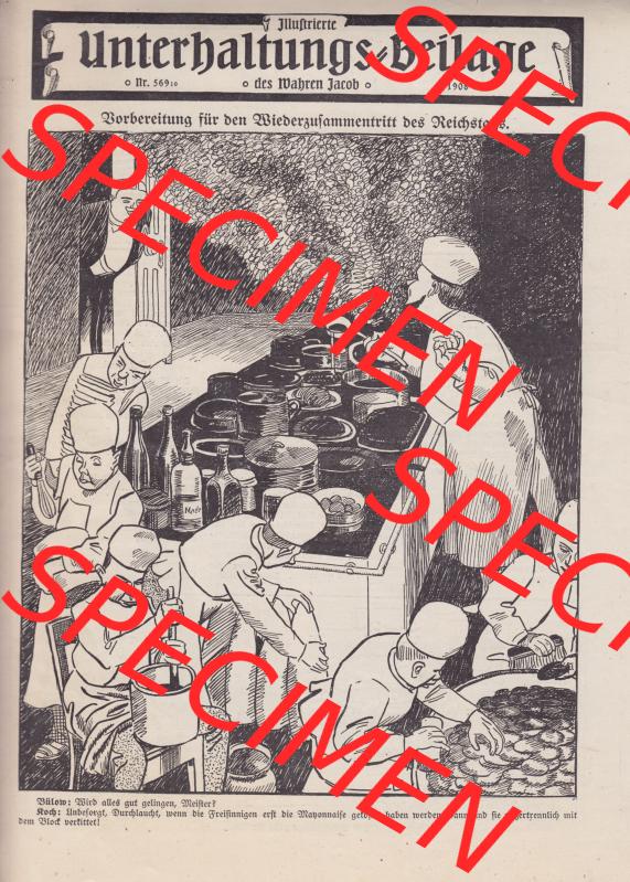 Der wahre Jacob Satire 1908, Heft 569, Seite 5805, Unterhaltungs-Beilage. Hier befindet sich eine von 16 Seiten der Satire-Zeitschrift Der Wahre Jacob im online Katalog und online... Sammlung