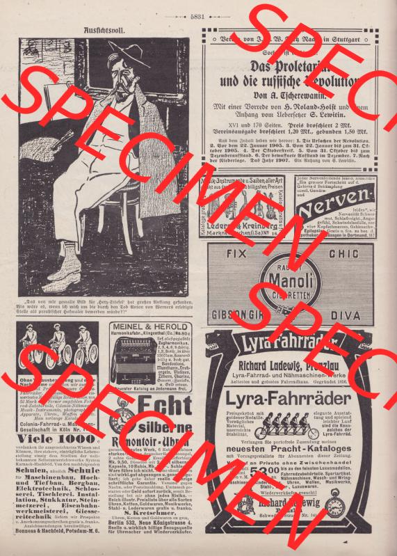 Der wahre Jacob Satire 1908, Heft 570, Seite 5831, Aussichtsvoll. Hier befindet sich eine von 16 Seiten der Satire-Zeitschrift Der Wahre Jacob im online Katalog und online Datenbank... Sammlung