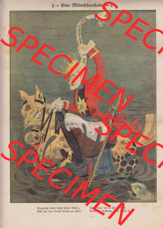 Der wahre Jacob Satire 1908, Heft 571, Satire Seite 5836, Münchhausen, Eine Münchhausiade. Hier befindet sich eine von 16 Seiten der Satire-Zeitschrift Der Wahre... Sammlung