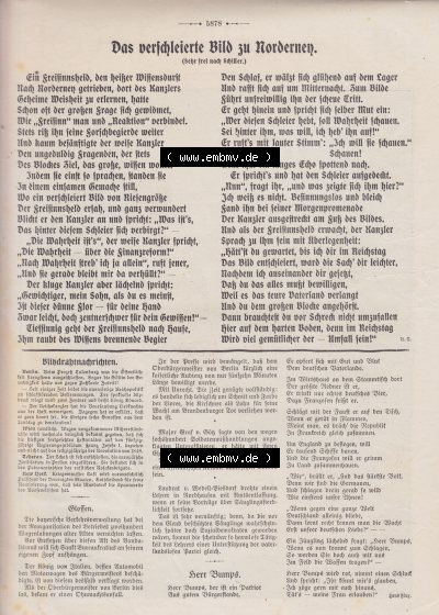 Heft 574, Satire Seite 5878, Das verschleierte Bild zu Nordernen, Deutsches Kaiserreich nach 20 Jahren Regierung, Der Wahre Jacob Sammlung
