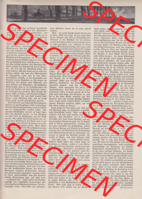 Der wahre Jacob Satire 1908, Heft 575, Satire Seite 5895, Wilhelm Weitling. Zum Thema Deutsches Kaiserreich Satire. Hier befindet sich eine von 16 Seiten der Satire-Zeitschrift... Sammlung
