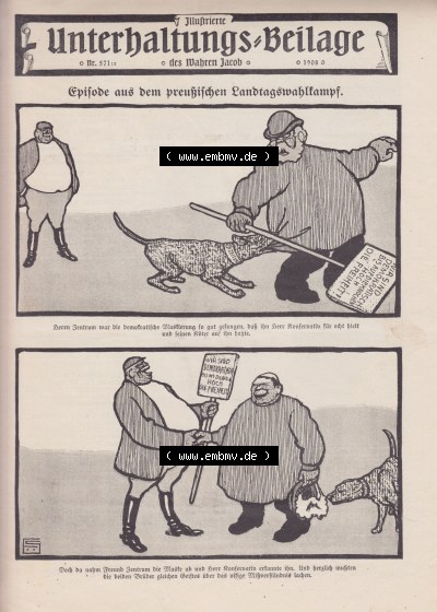 Heft 571, Satire Seite 5837, Unterhaltungs-Beilage, Episode aus dem preußischen Landeswahlkampf, Der Wahre Jacob Sammlung