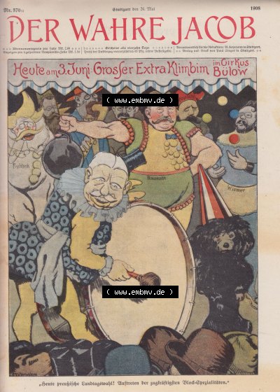 Satire 1908, Heft 570, Seite 5817, Heute preußische Landtagswahl, Der Wahre Jacob Sammlung